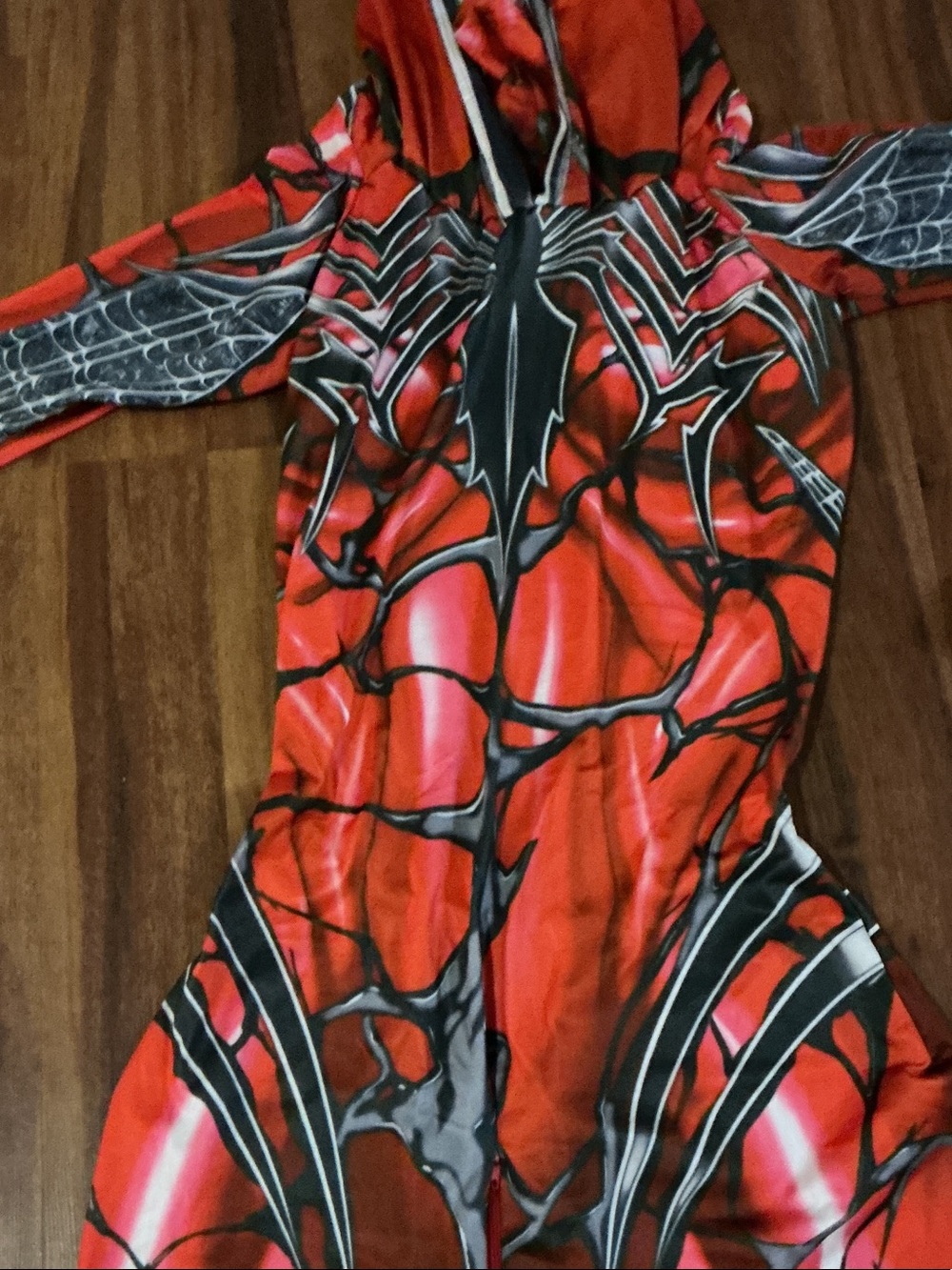 Red Spider-Style Hooded women Costume Stretchy Full-Body Suit zentai hooded grea - Picture 7 of 12